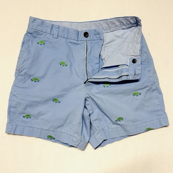 Brooks Brothers 346 Shorts‎ Mens 33 Blue Turtle Embroidered Cotton Preppy 6.5" - Picture 9 of 10